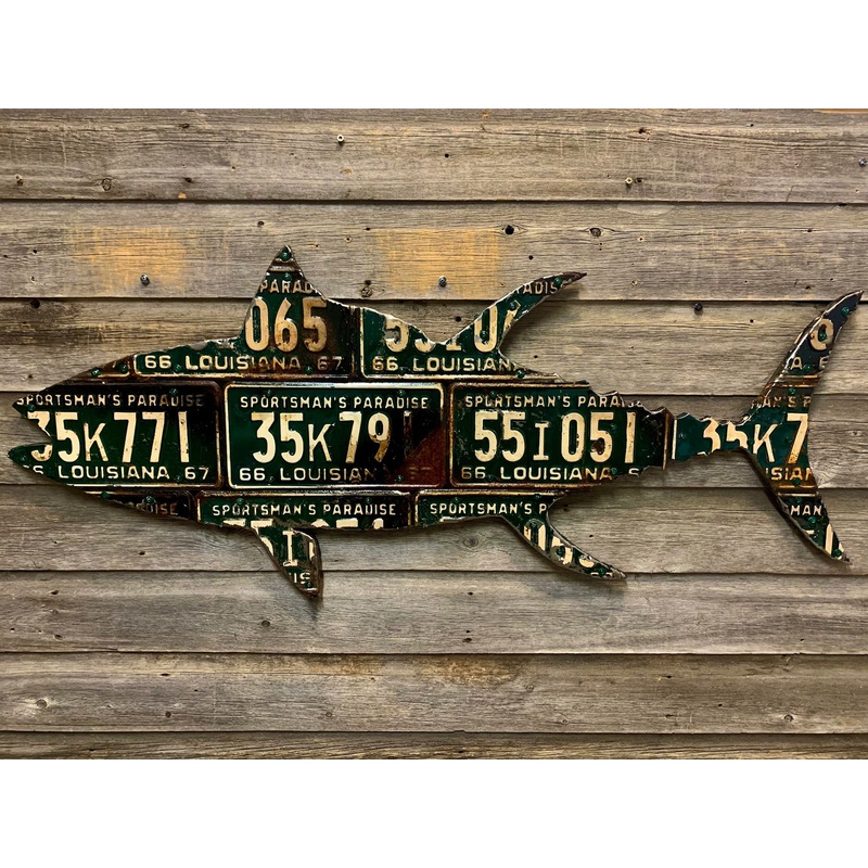 Louisiana Tuna Antique License Plate Art
