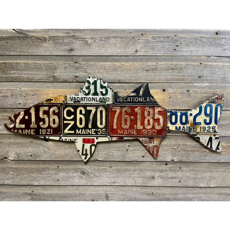 Maine Antique Striped Bass License Plate Art