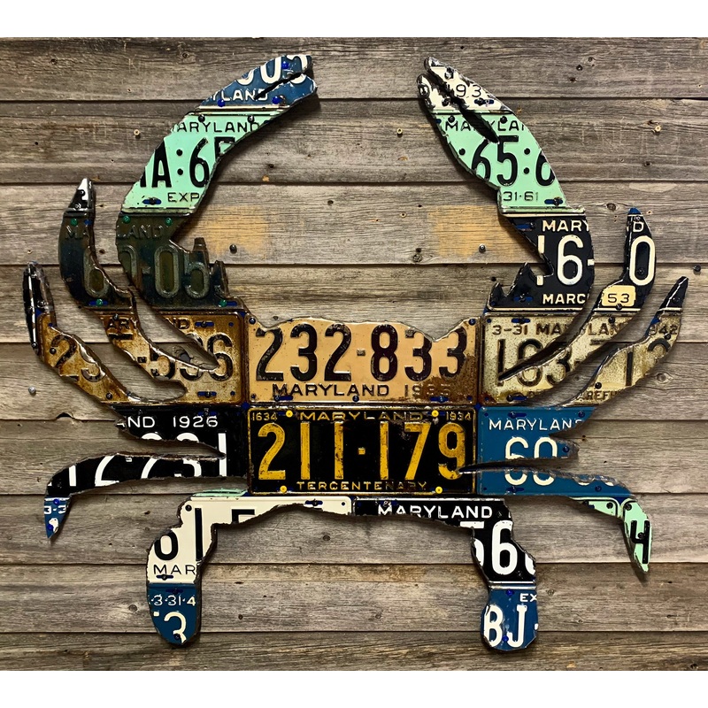 Maryland Blue Crab Vintage License Plate Art