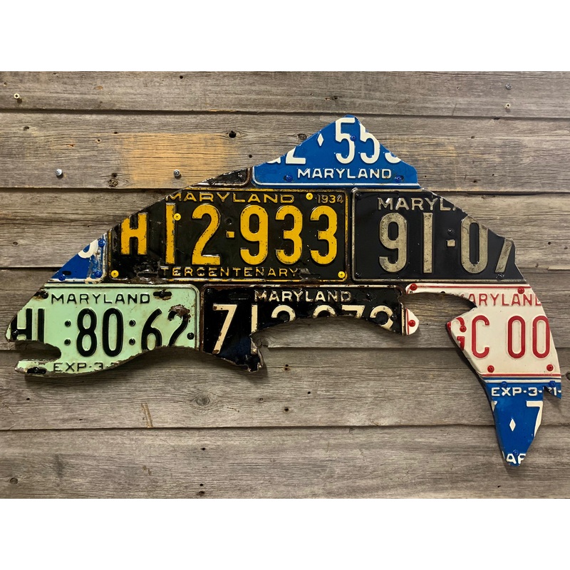 Maryland Trout Antique License Plate Art