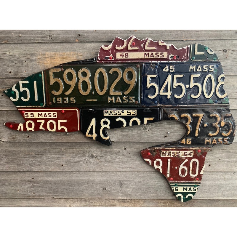 Massachusetts Largemouth Bass Antique License Plate Art