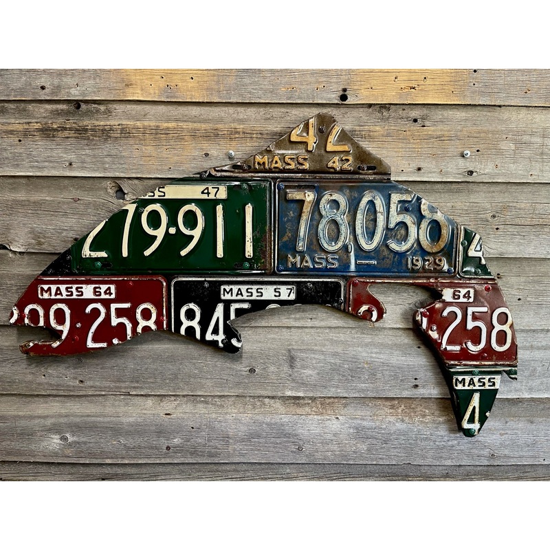 Massachusetts Trout Antique License Plate Art