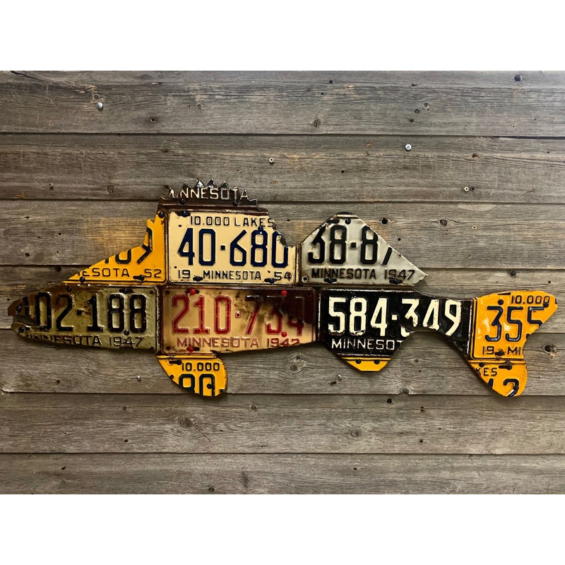 Minnesota Antique Walleye License Plate Art