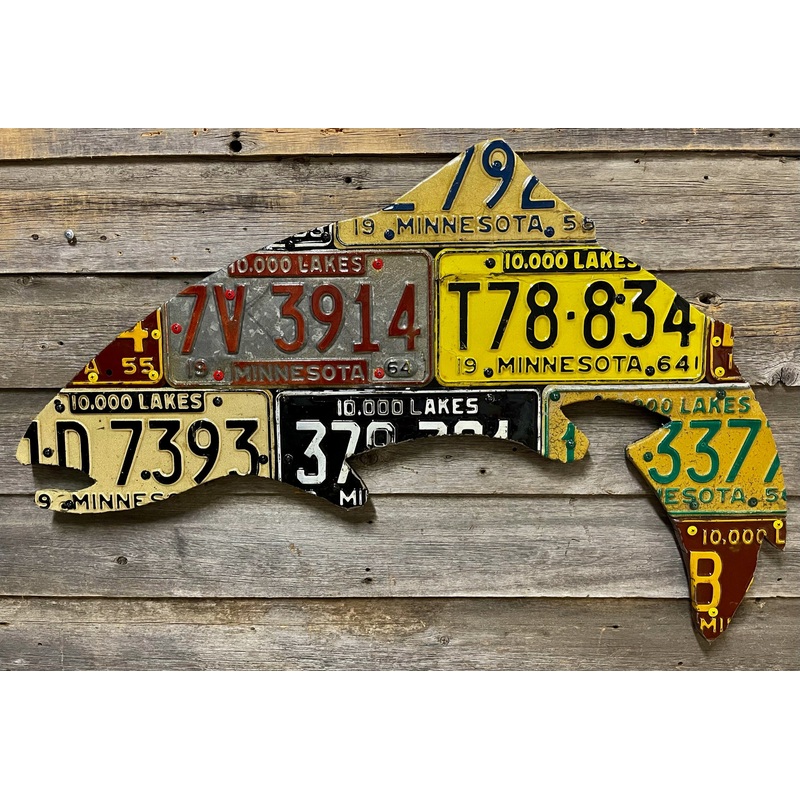Minnesota Trout Antique License Plate Art