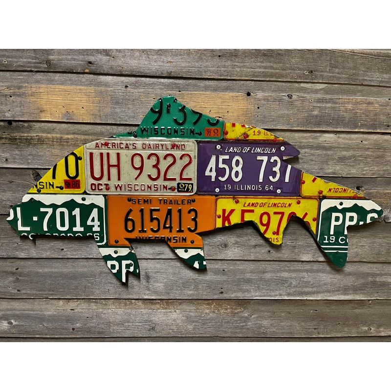 Mixed Midwestern Carp License Plate Art