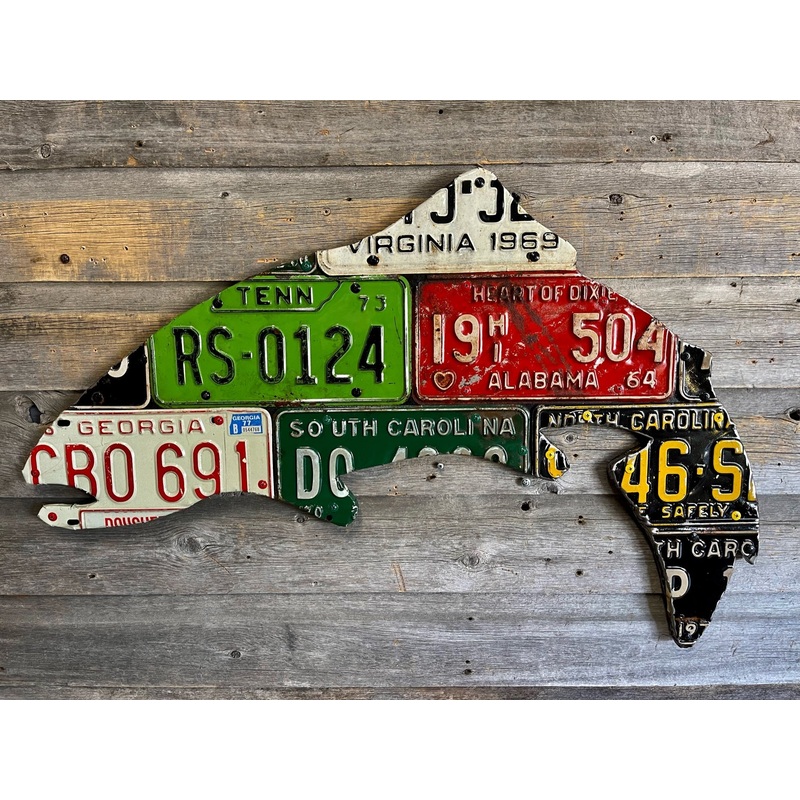 Mixed Southeast Antique Trout License Plate Art