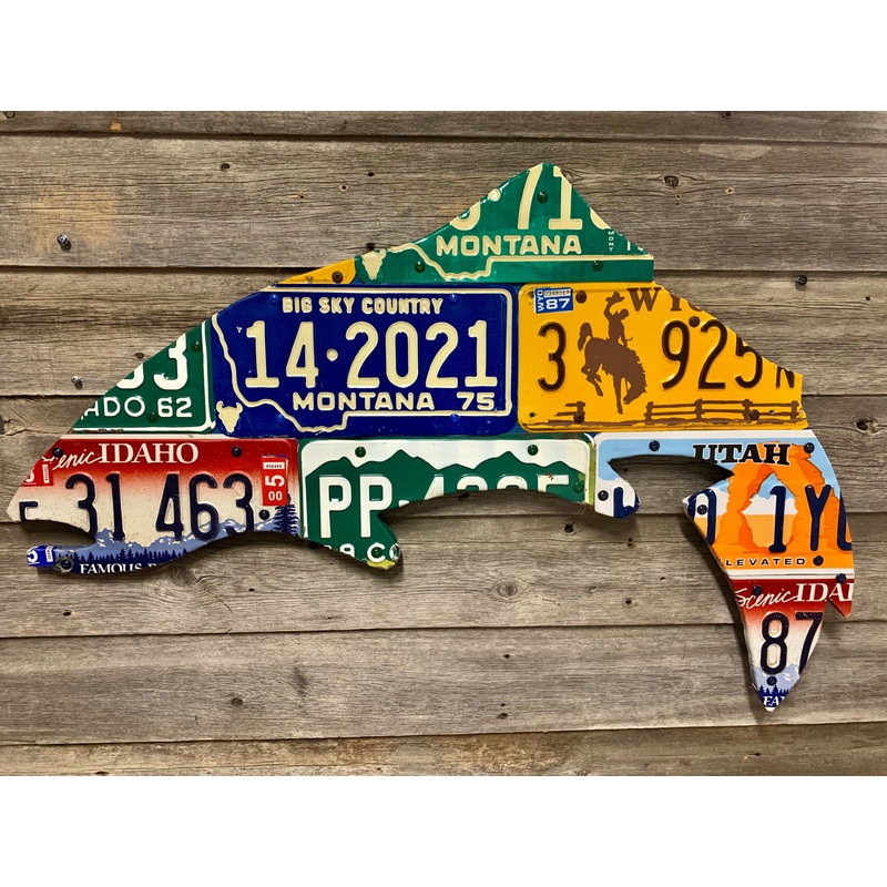 Mixed Western State Trout License Plate Art