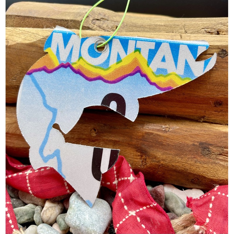Montana Colorful Jumping Trout License Plate Christmas Ornament