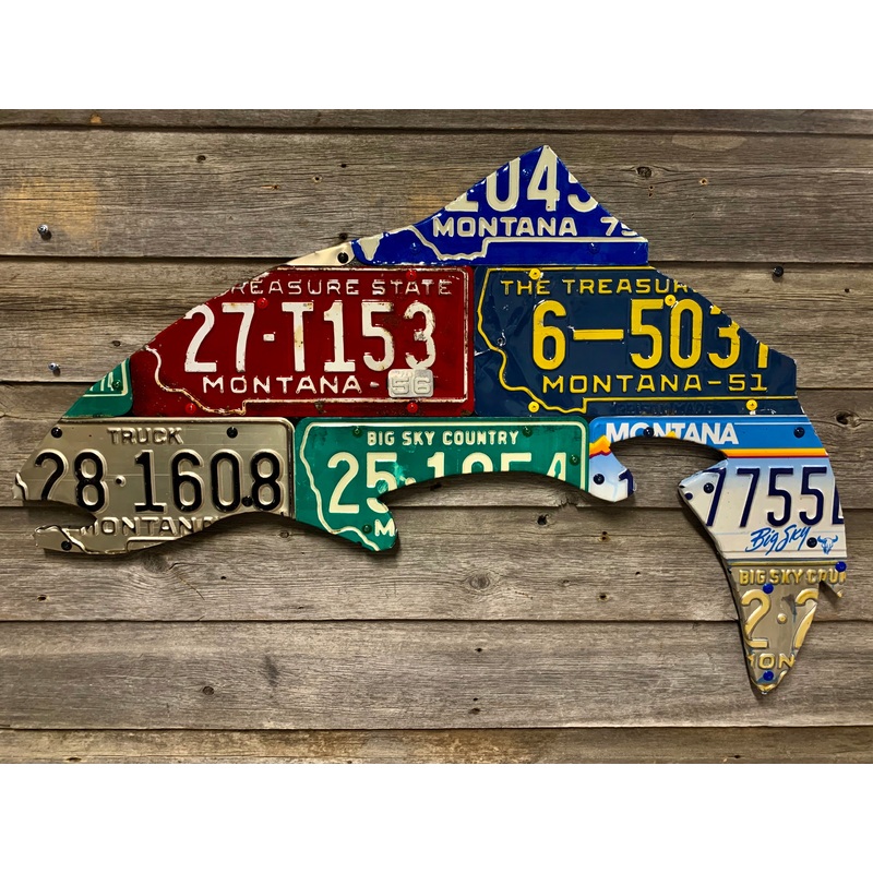 Montana Vintage Trout License Plate Art