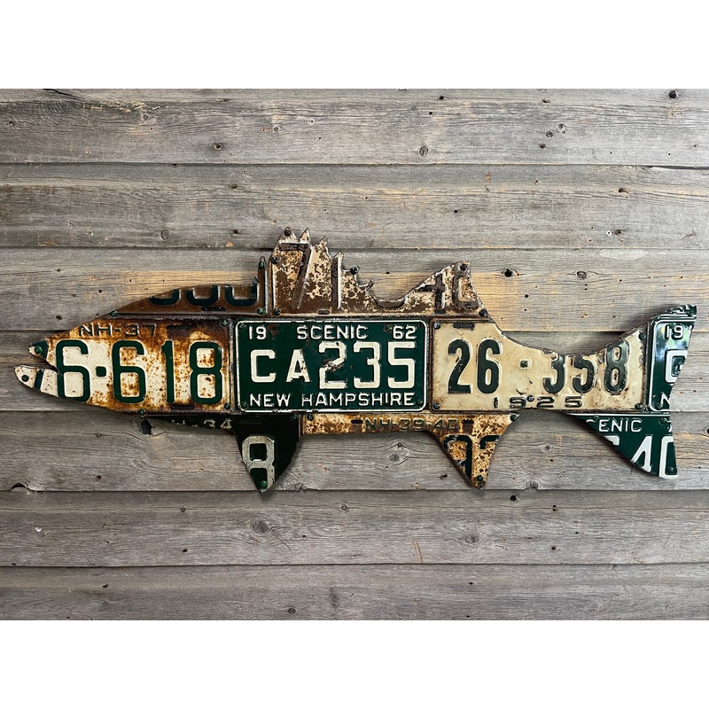 New Hampshire Striped Bass Antique License Plate Art