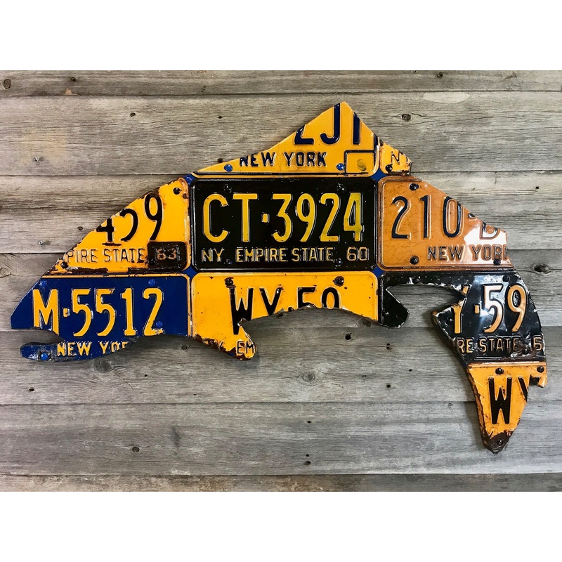 New York Vintage Trout License Plate Art
