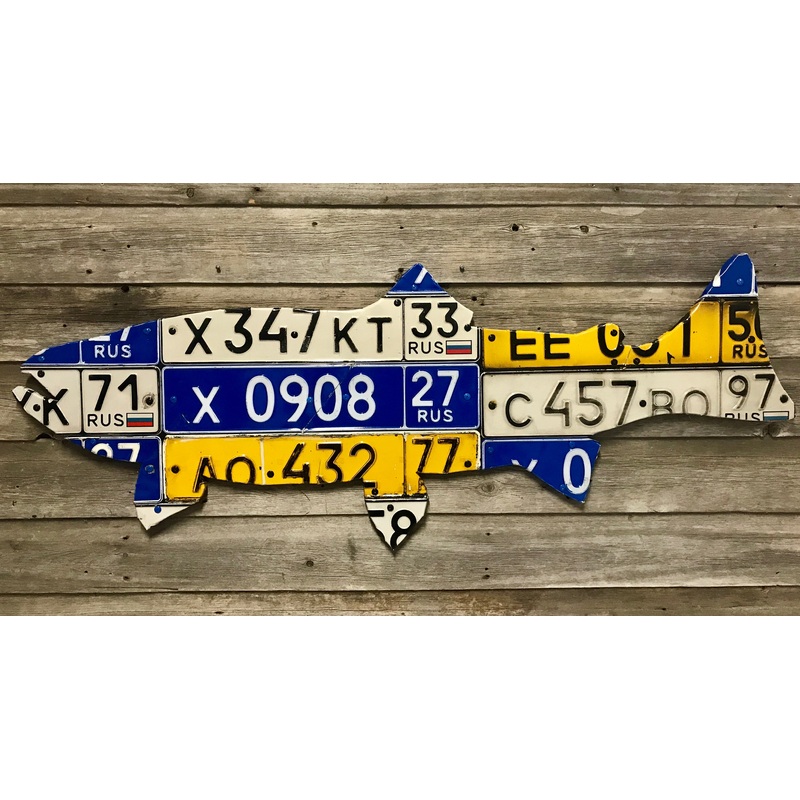 Russian Trout License Plate Art