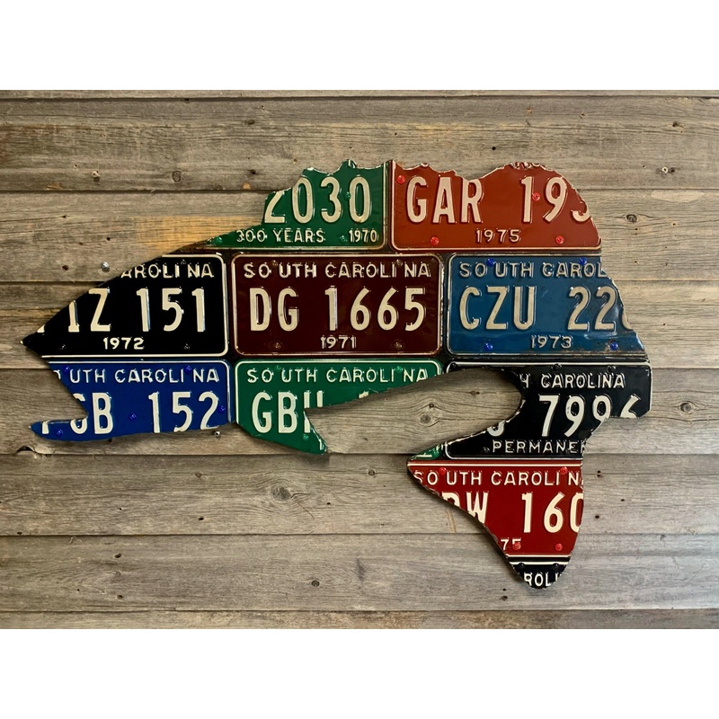 South Carolina Vintage Largemouth Bass License Plate Art