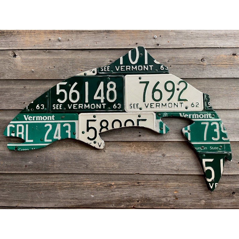 Vermont Trout Vintage License Plate Art