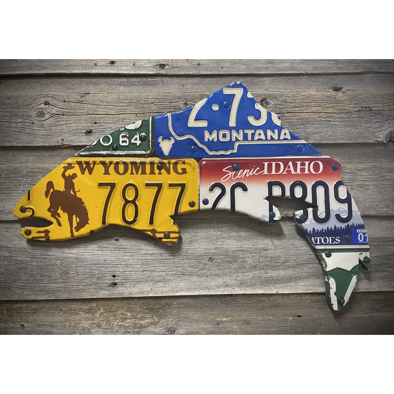 24″ Mixed Western State Trout License Plate Art