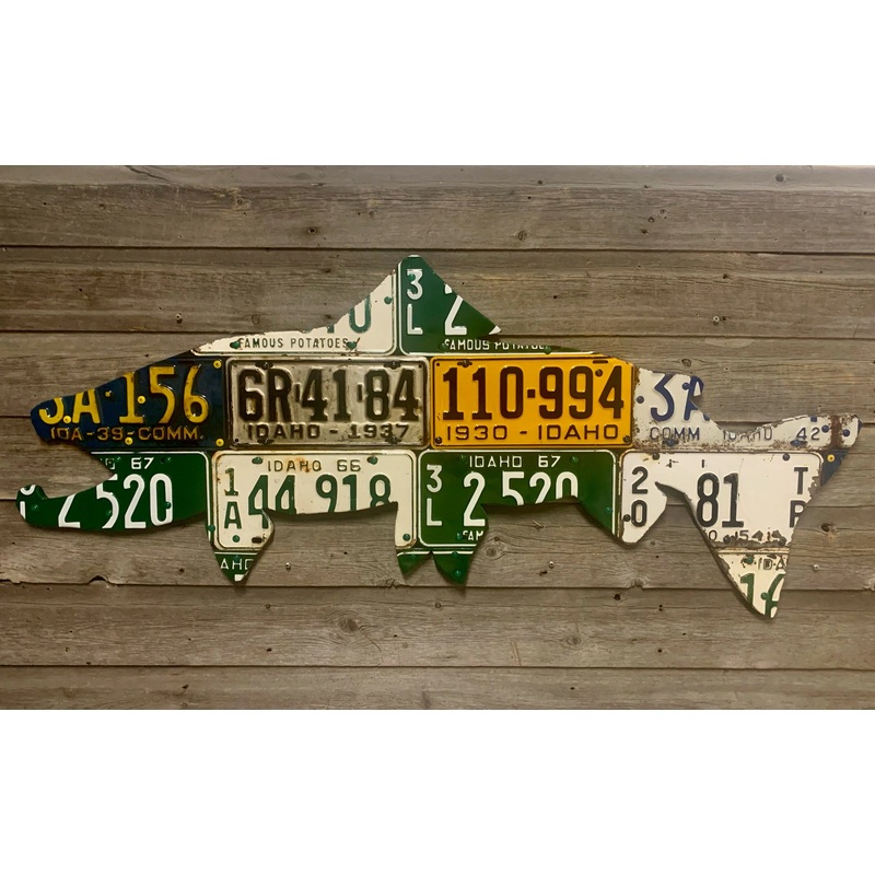 50″ Idaho Antique Brown Trout License Plate Art