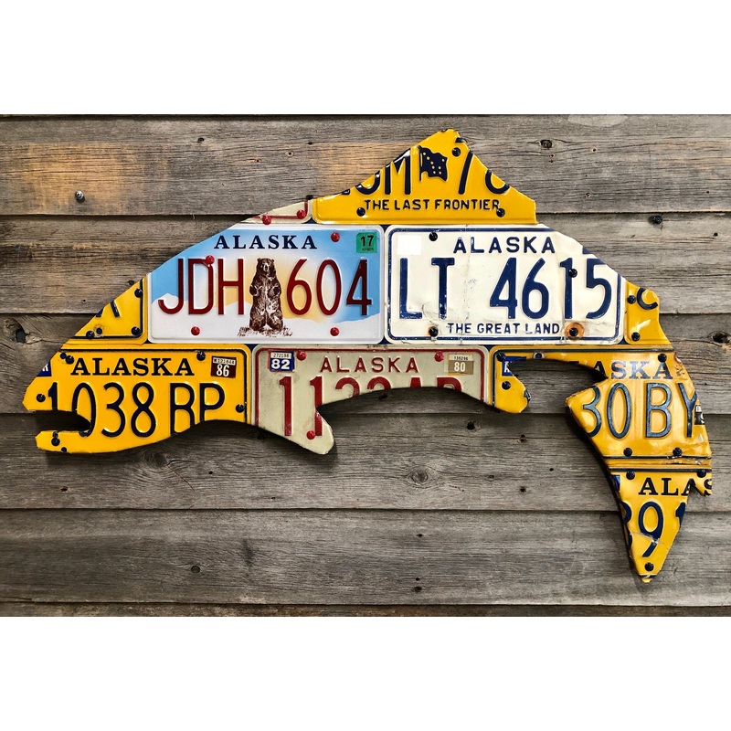 Alaska Rainbow Trout License Plate Art