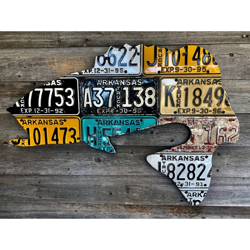 Antique Arkansas Largemouth Bass License Plate Art