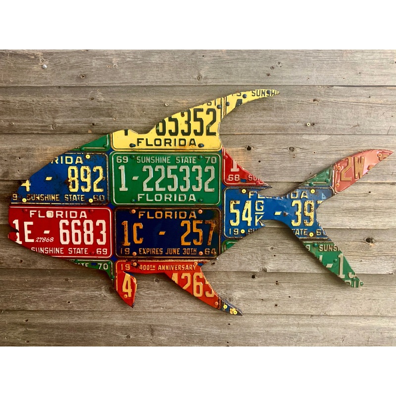 Antique Florida Permit License Plate Art