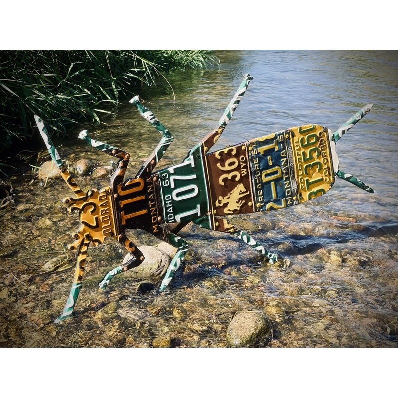 Antique Mixed Western Salmonfly License Plate Art