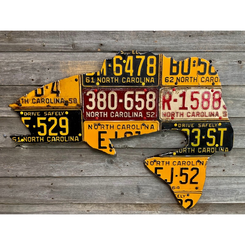 Antique North Carolina Largemouth Bass License Plate Art