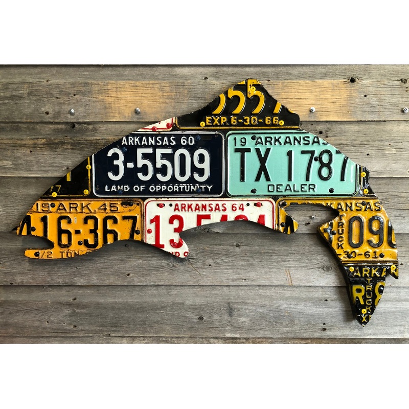 Arkansas Antique Trout License Plate Art