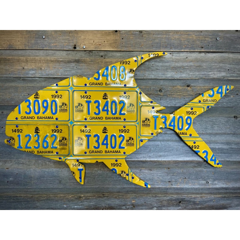 Bahamas Yellow Permit License Plate Art