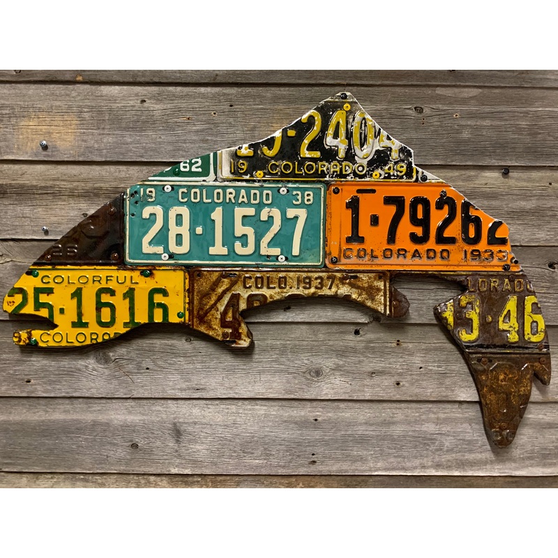 Colorado Antique Trout License Plate Art