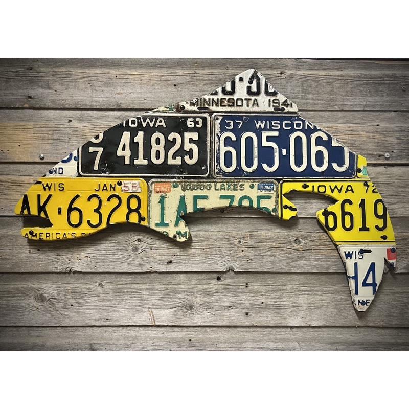 Driftless Trout Antique License Plate Art