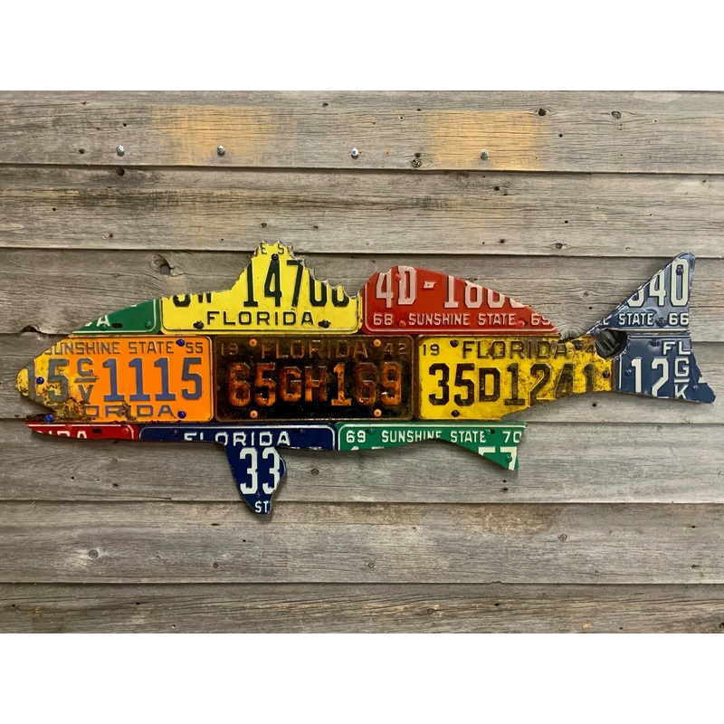 Florida Antique Redfish License Plate Art
