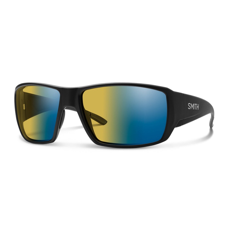 Smith Guide’s Choice Sunglasses Matte Black ChromaPop Glass Polarchromic Yellow Blue Mirror